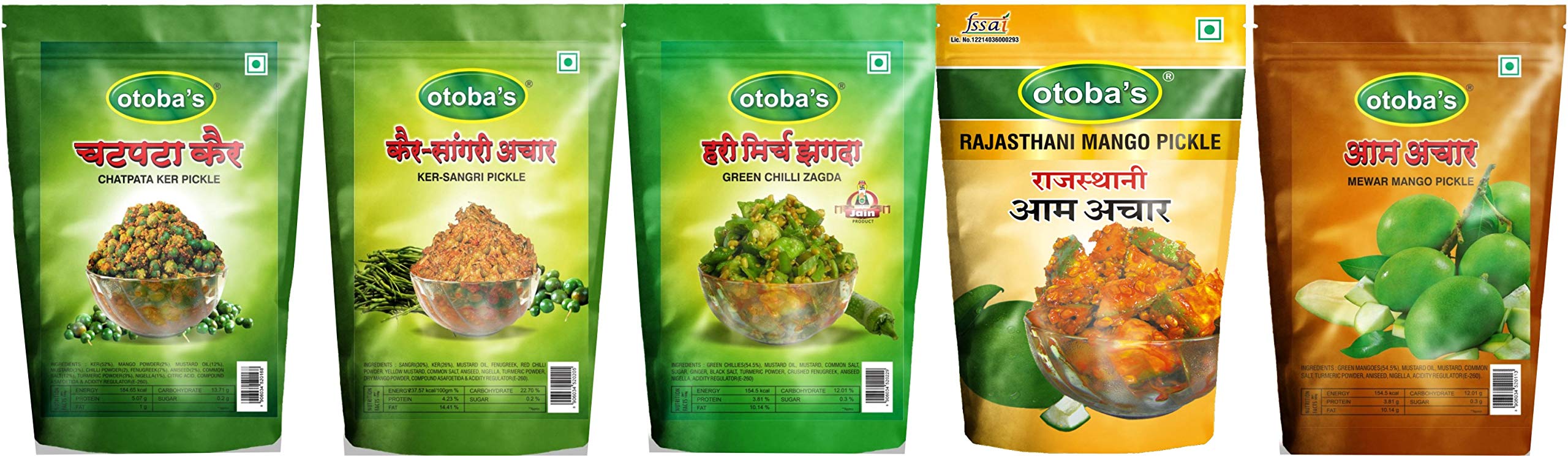 Otobas Homemade Mix Pickles Combo|Pack Of 5 (200g Each) Chatpata Ker Pickle, Ker Sangri pickle, Green Chilli Zagda Pickle, Rajasthani Mango Pickle & Mewar Mango pickle (B08T5NXR9X) Amazon Price History, Amazon Price Tracker