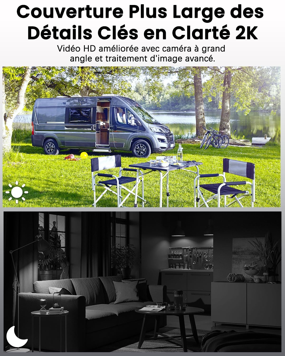 UCOCARE Camera de Surveillance sans Internet, Camera 4G Carte SIM | 2K HD Portable, Accès à Distance, Angle 160°, Batterie 5200mAh, Détection Mouvement AI, Alerte, Vision Nocturne