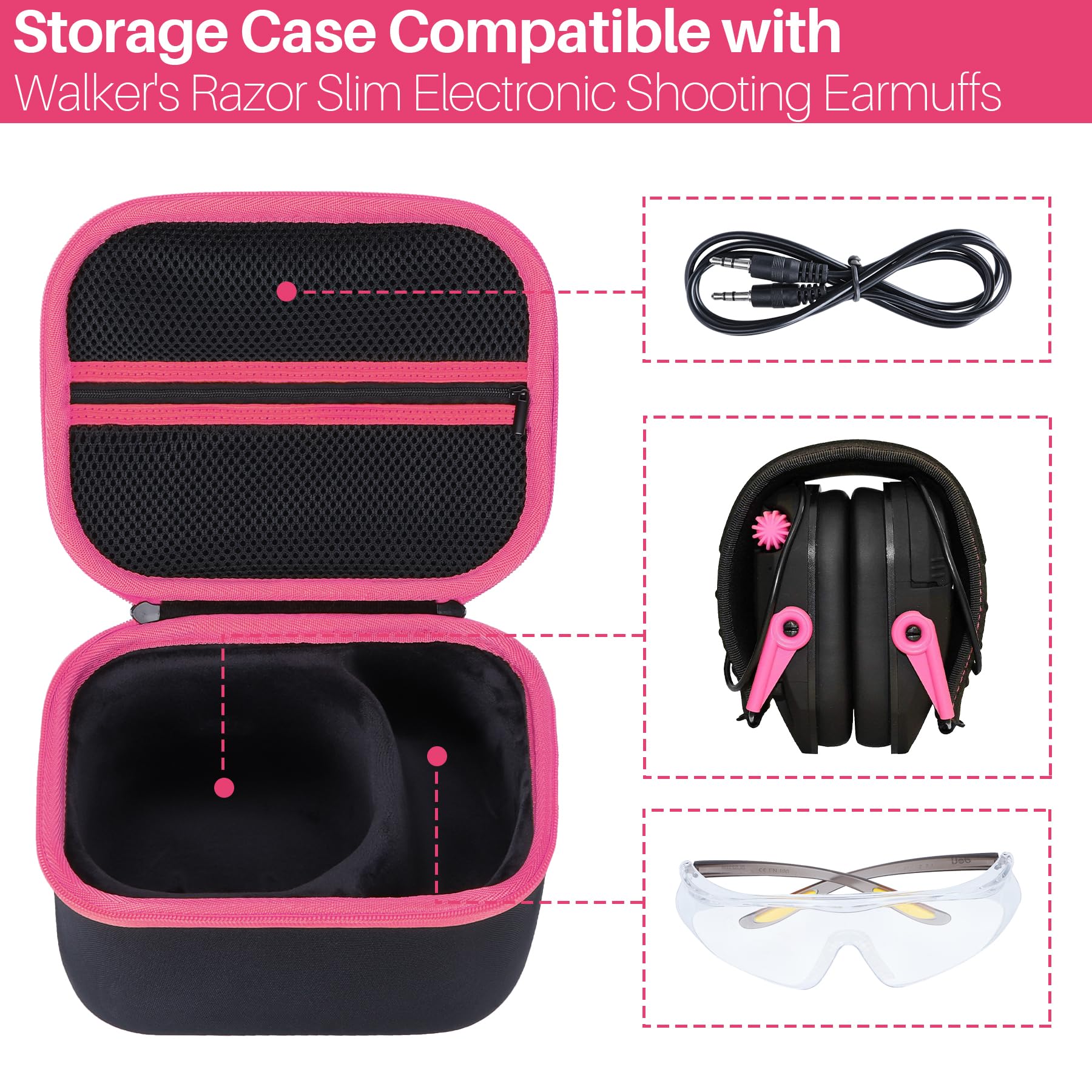 Lebakort Hard Carry Case Compatible with Walker's Razor Slim Passive Earmuff/Shooting Hunting Hearing Ear Protection - Image 3
