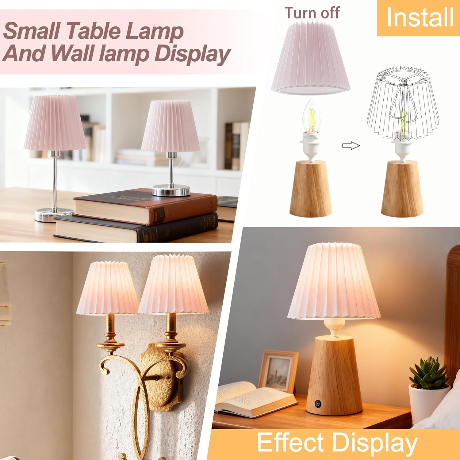 Small Pleated Lampshade Chandelier Shades Set of 6, Lampshade for Wall Lamp,Chandelier Shades,Small Table Lamps,For Cutting Edge Bulbs, Light Bulb Shade,Chandelier Light Covers,4" X 5" X 6"