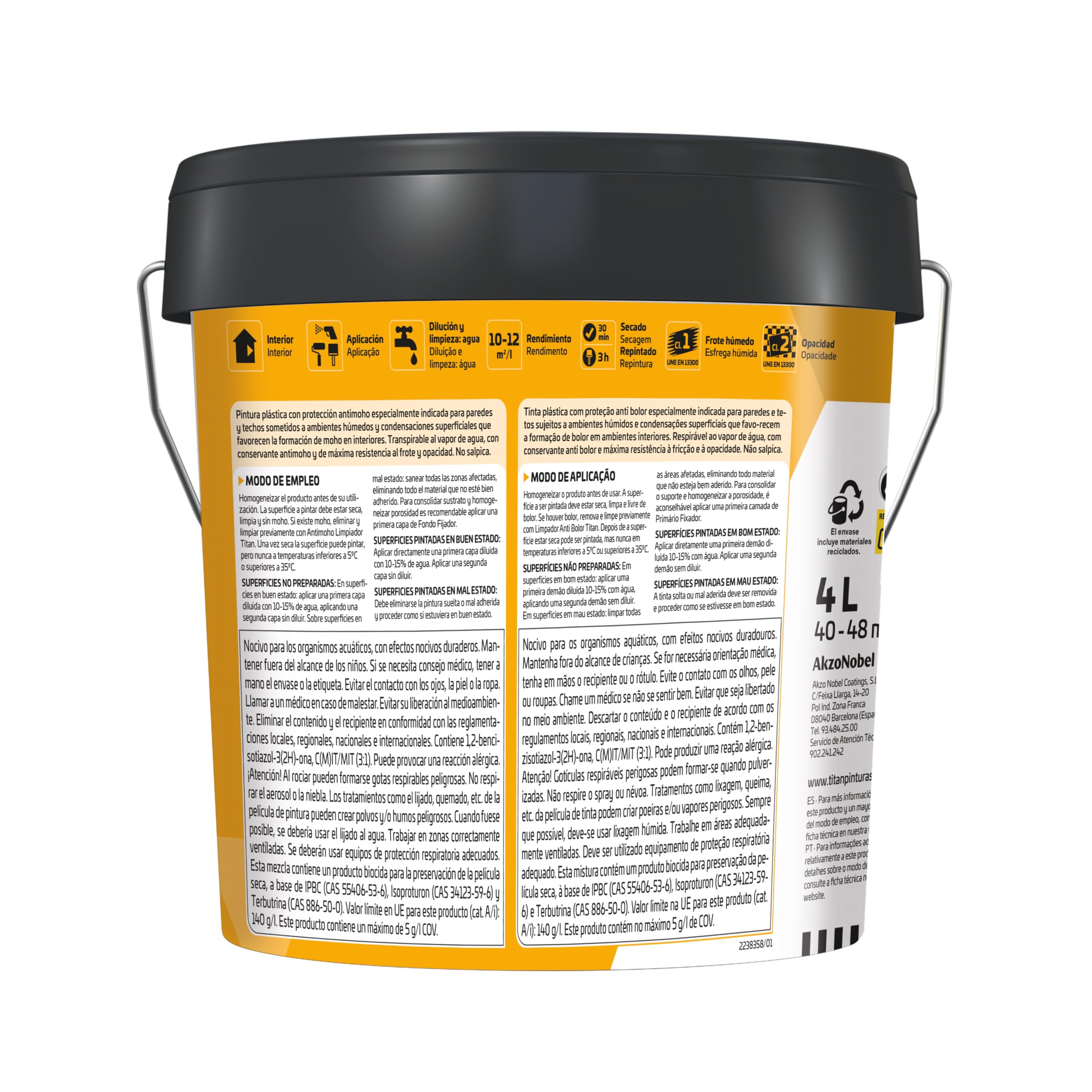 TITAN Soluciones Pintura con Protección ANTIMOHO Blanco Mate 4L