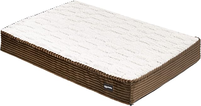 Amazon Basics Foam Pet Bed, Medium, Brown Plush