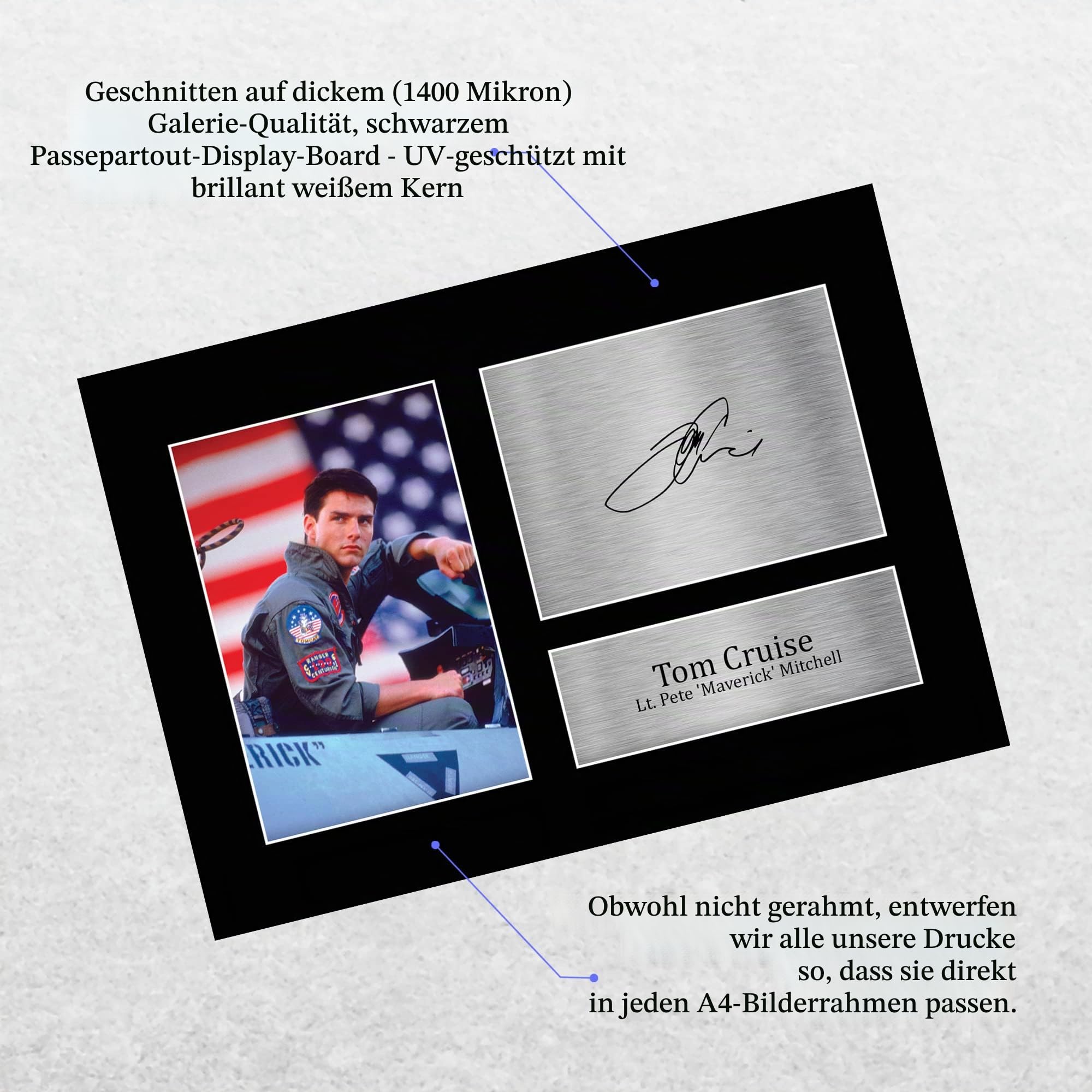 HWC Trading A4 Tom Cruise Top Gun Maverick Geschenke Geducktes Signiertes Autogramm Foto für Fans von Film Memorabilien - A4