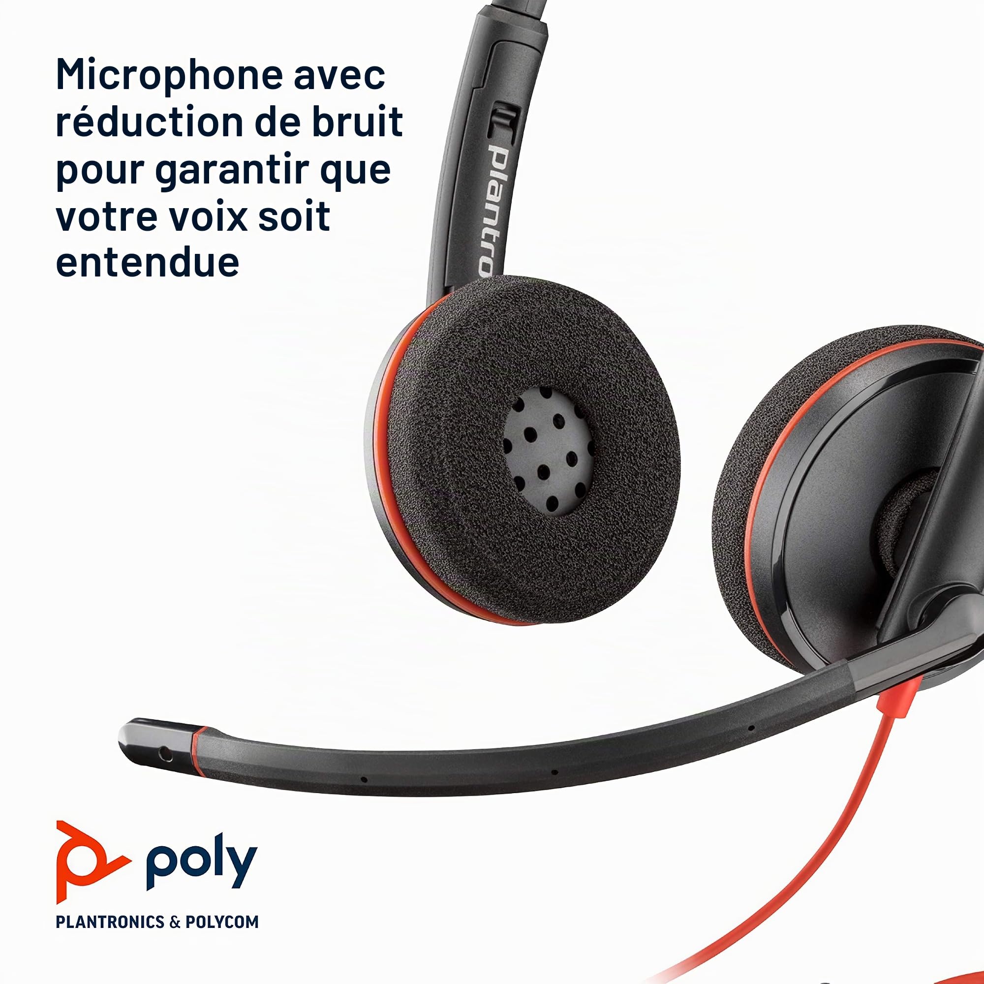 Plantronics - Blackwire 3220 - Casque d'écoute filaire à deux oreilles (stéréo) avec microphone Boom - USB-C pour connecter à votre PC ou Mac