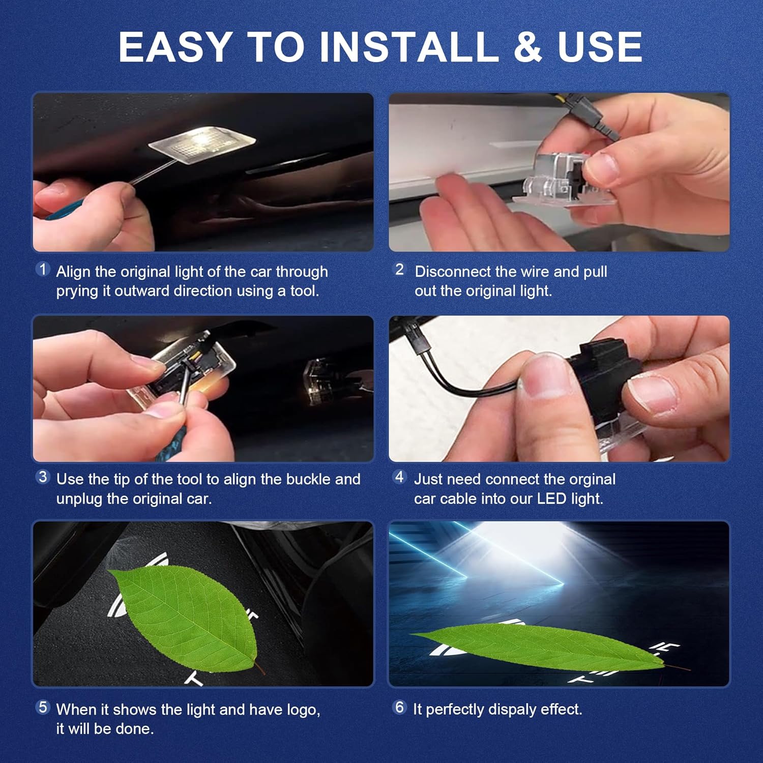 Puddle Light Custom Fit Compatible with Tesla Model 3/Y/S/X Upgraded Ultra-Bright No Fade Bright 3D Laser Ghost Shadow Welcome Light Pack of 4 (White)