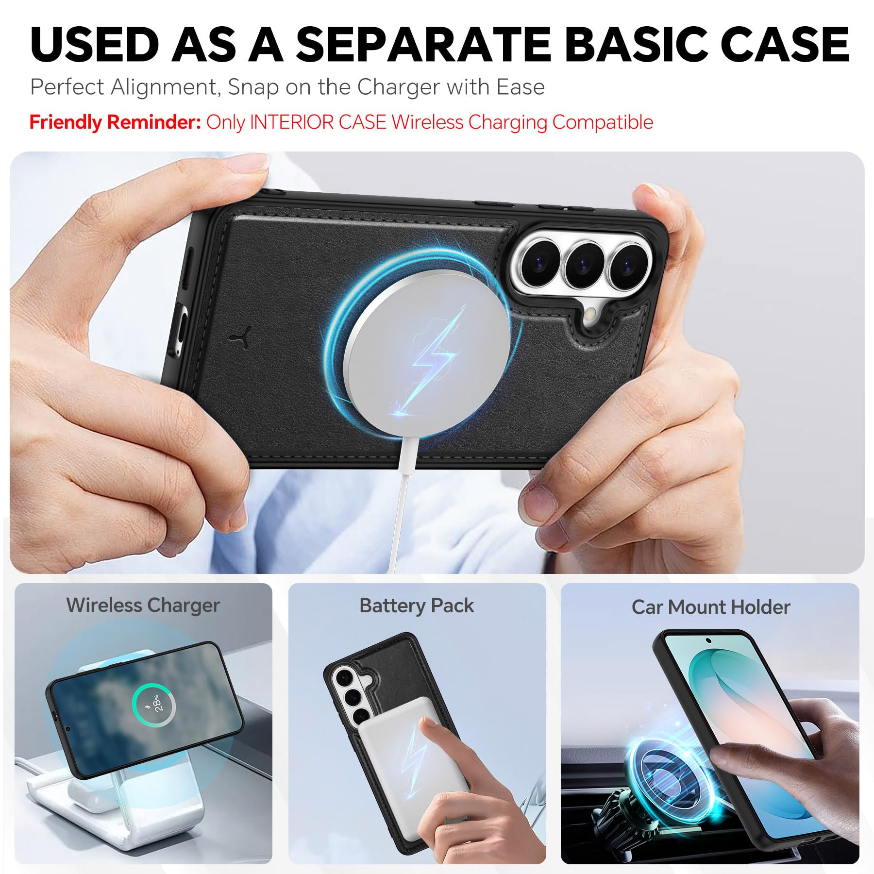 TUCCH Funda para Galaxy S26+ Plus 5G, 2 en 1 Extraíble Correa Carcasa con Bloqueo RFID, Soporte Plegable, Ranura para Tarjeta Carcasa de TPU, Funda Cuero PU para Galaxy S26 Plus (6,7" 2026), Negro