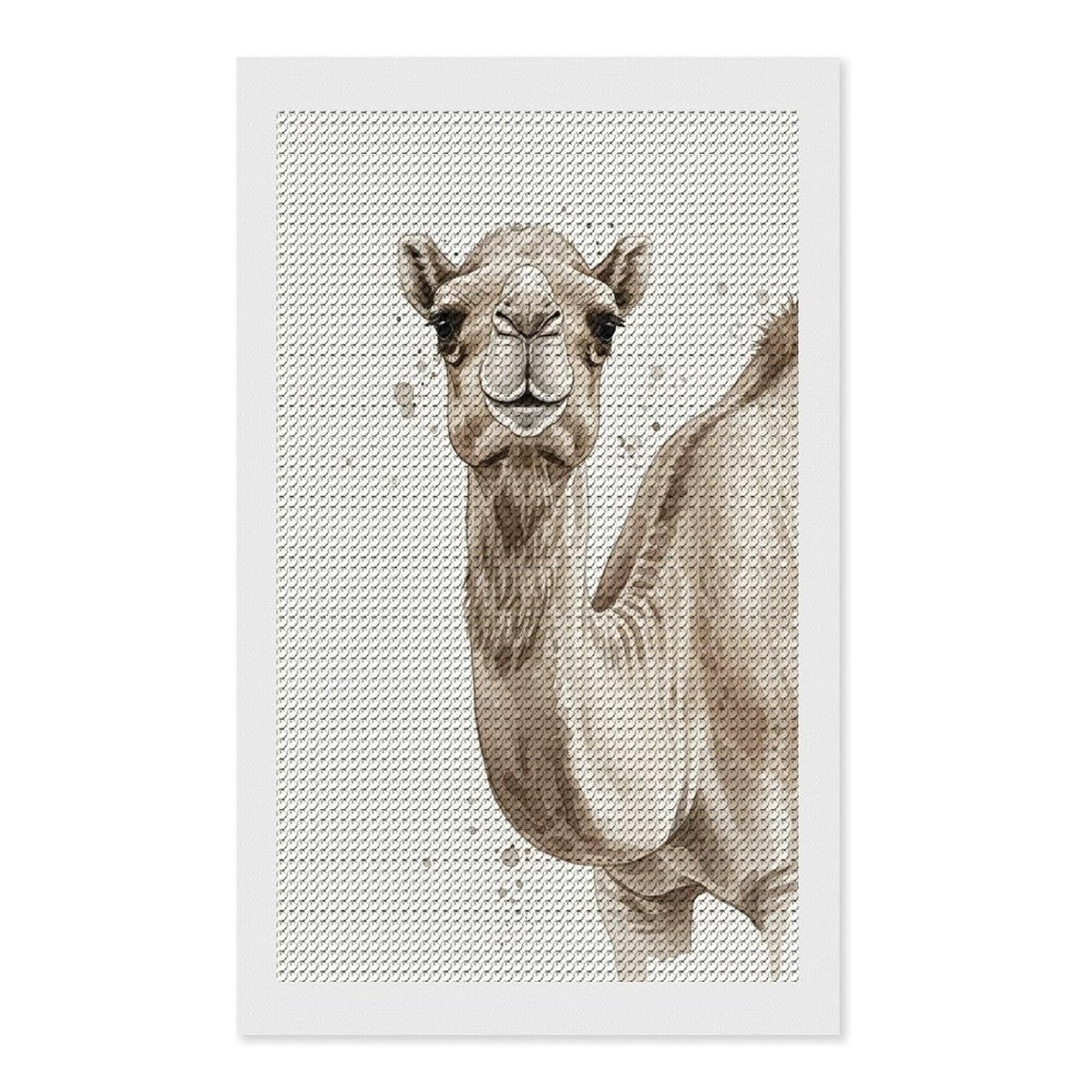 Junmoney Watercolor Camel Portrait DIY Diamond Art Canvas Kit 12"x20", Complete Accessories, Creative Leisure Activity, Home Wall Decor, Gift Idea