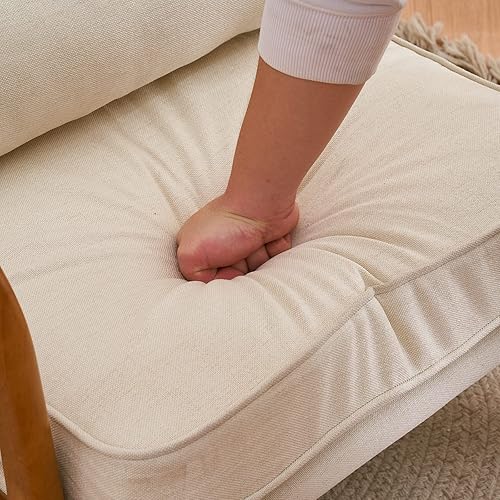 Miniatura 7 de Karl home Silla Accent moderna de mediados de siglo con almohada, tapizada con marco de madera maciza y cojín suave para sala de estar, dormitorio,