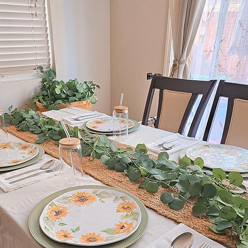 Miniatura 2 de CQURE 28 guirnaldas de eucalipto, hojas de eucalipto artificiales, guirnalda de hojas de eucalipto para decoración de bodas, fiestas, mesas,