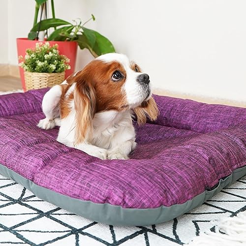 Miniatura 8 de SUSSEXHOME Pets - Almohada impermeable para perros medianos, 33.5 x 26.4 x 3.95 pulgadas, resistente a desgarros, lavable, color morado