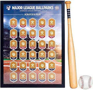 2026 Major League Ballparks Scratch-Off Poster - 12" x 16" Wall Art Room Decor - Track Your Visits to MLB Stadiums - Baseball Gifts for Boys, Men, Dad, Husband, Baseball Fans - 100% Designed in the USA