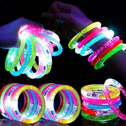 Miniatura 10 de 36 pulseras LED que brillan en la oscuridad, suministros de fiesta para niños y adultos, regalos de fiesta de Halloween para niños, juguetes de luz