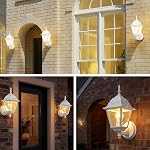Outdoor Wall Light Fixtures 2 Pack Porch Lights Outdoor Waterproof Exterior Wall Sconces White Anti-Rust Metal with Glass Outdoor Garage Light Fixtures for House Doorway Patio