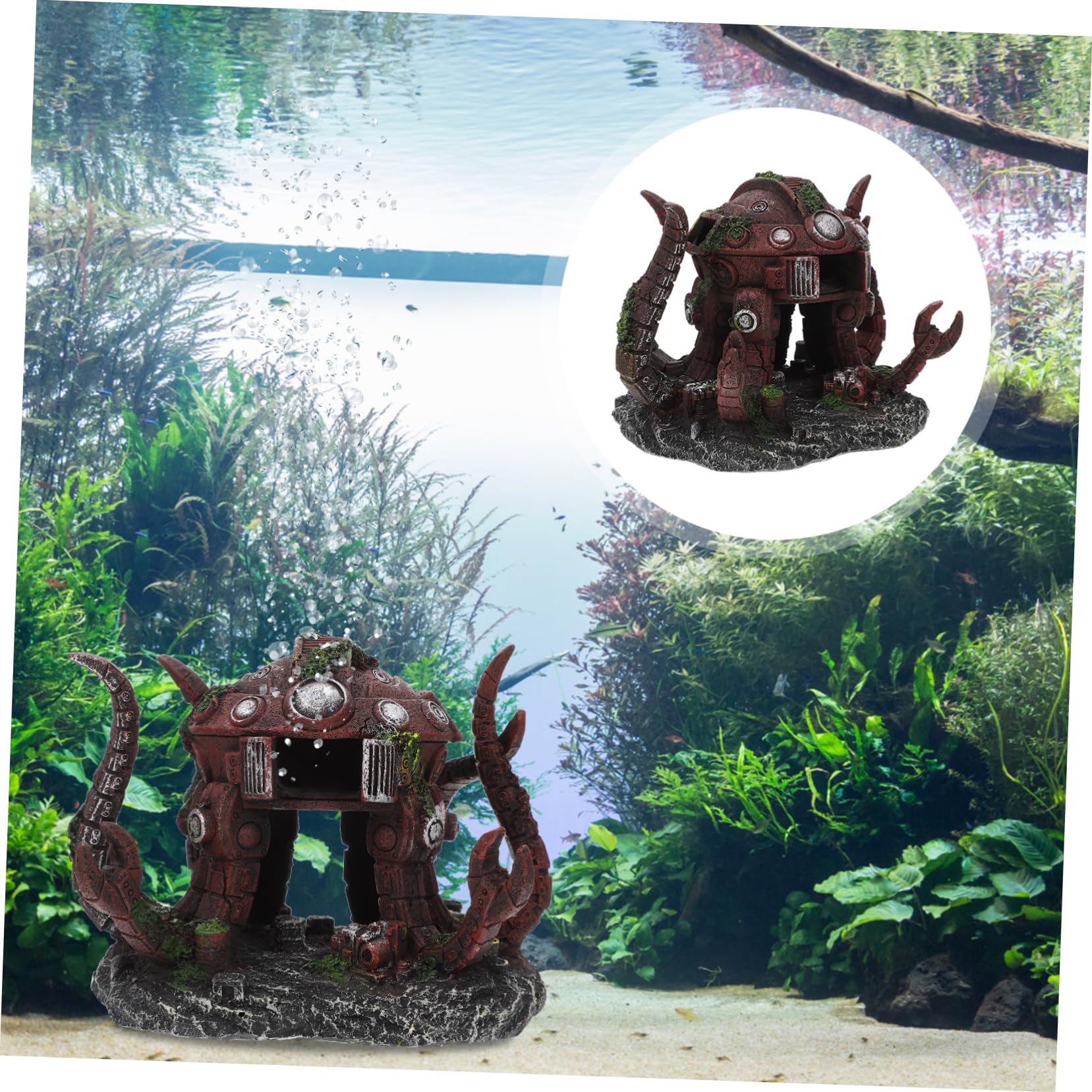Kisangel 2St Aquarium Landschaftsbau Ornamente Requisiten Dekoration Käfig Schiffswrack künstlich Schwamm Tank Fische züchten wohnungseinrichtung Harzhandwerk Harz-Roboter-Oktopus-Ornament