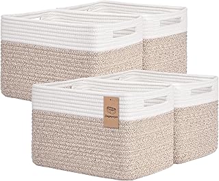 Storage Baskets for Organizing, 4 Pack Storage Baskets for Shelves, Wove...