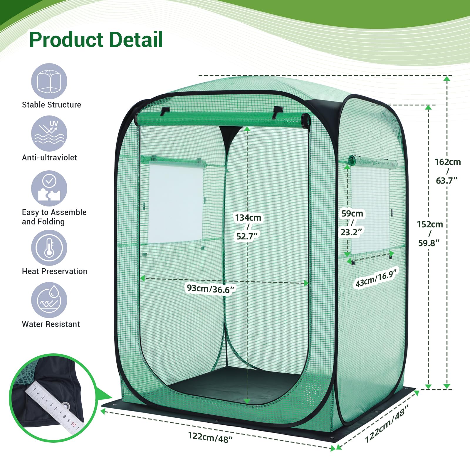 Ohuhu Serra pop-up per pomodori, stabile con copertura in polietilene e lontano, serra, piccola e resistente all'inverno, per una crescita ottimale delle piante, verde