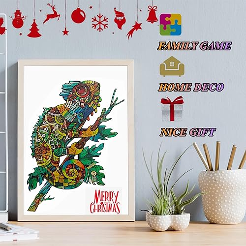 Miniatura 6 de Rompecabezas de madera para adultos, rompecabezas mágico único en forma de animales camaleón, el mejor regalo para adultos, se puede utilizar como