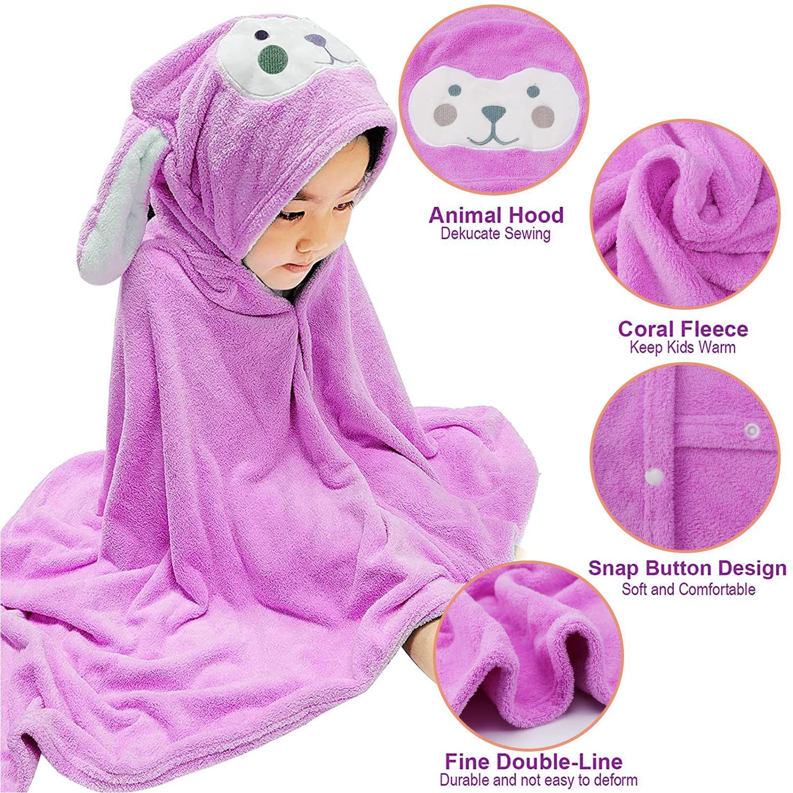 Visen - Toalla con capucha de alta calidad para niños, toalla de baño de 2855 pulgadas de tamaño grande, toalla con capucha ultrasuave para niños y niñas