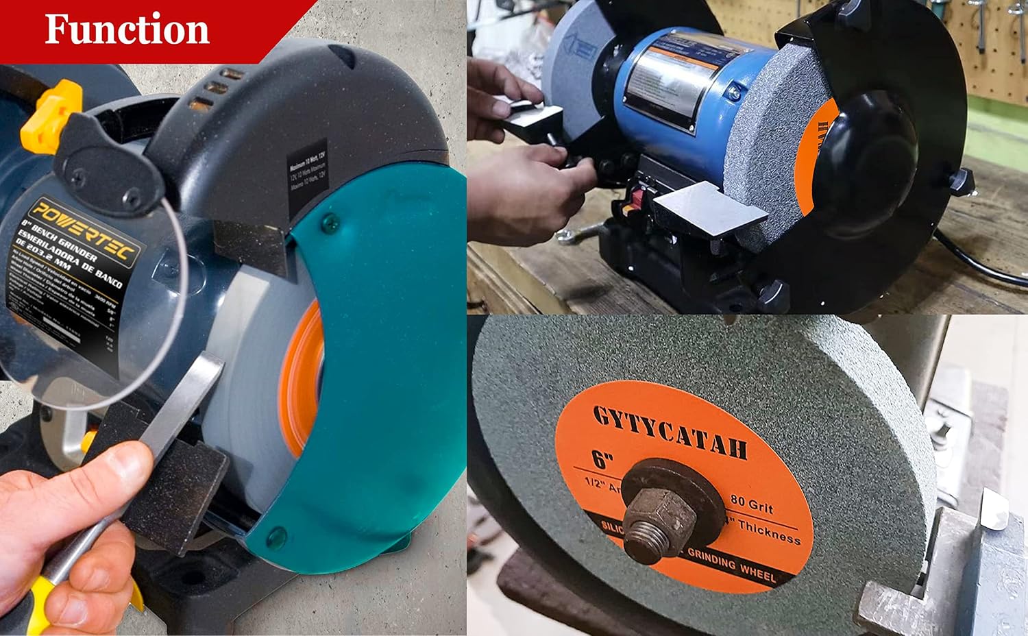 8" Bench Grinding Wheel, Green Silicon Carbide Abrasive Bench Grinding Wheel, Dia 8" x 1" Thickness with 5/8" Arbor, 80 Grit
