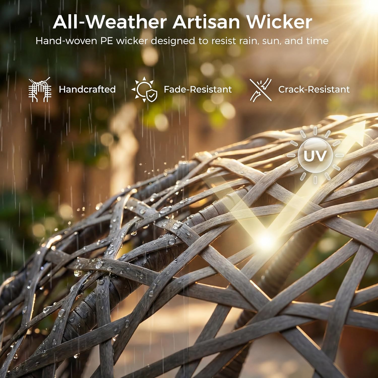 NICESOUL Swing Egg Chair with Stand, Bird Cage Patio Hanging Chair with Cushion, Large Swinging Chairs Indoor Outdoor, All-Weather 350lbs Eggshell Basket Seat for Porch, Backyard, Dark Grey