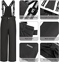 Vista 3 de Conjunto de traje de nieve para niñas, chaqueta de esquí de invierno y pantalones con capucha, resistente al viento, impermeable, cálido