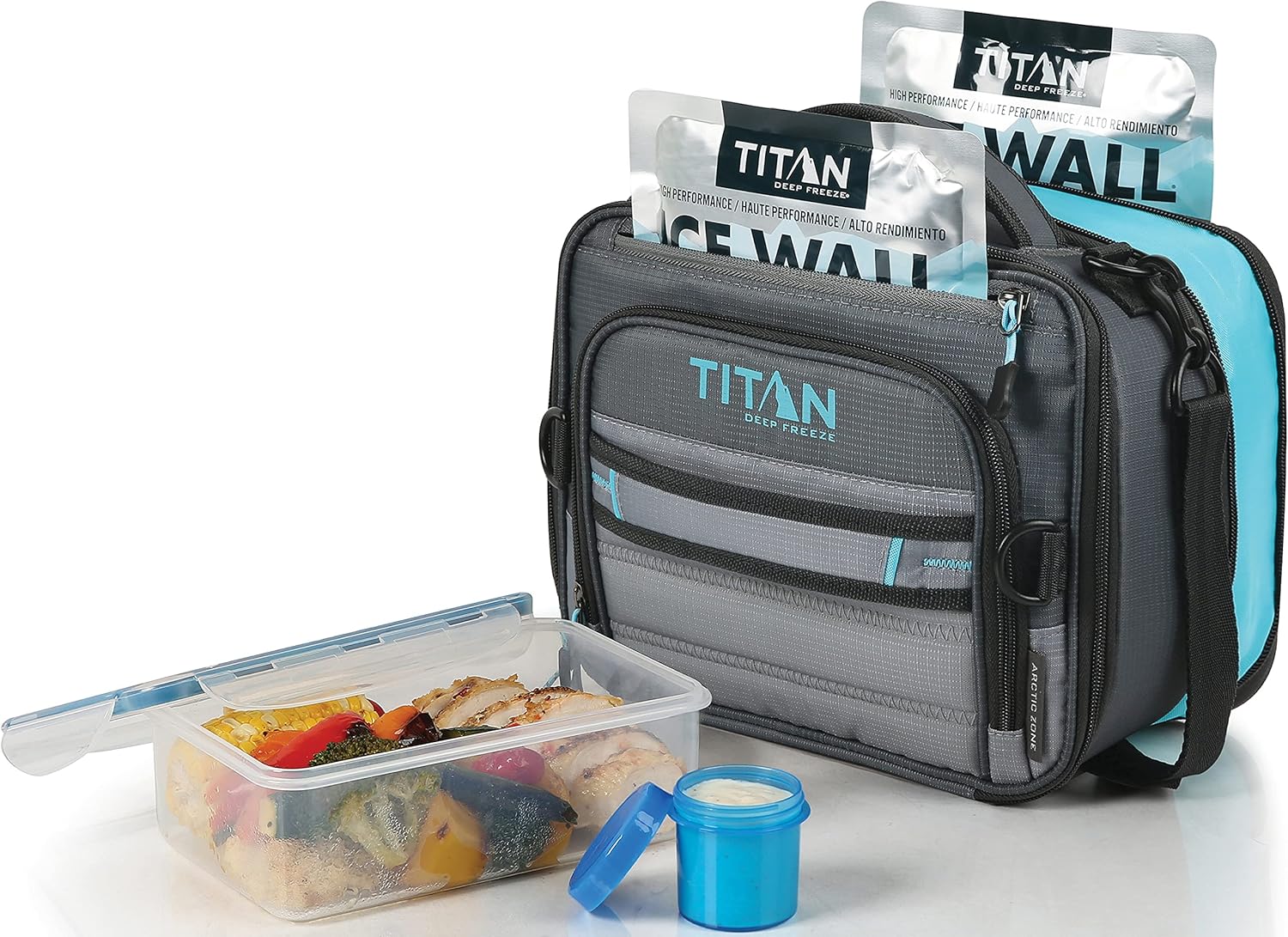 Arctic Zone Titan Expandable Lunch Pack and Container Set with Ice Walls, 2 Pack - Black and Blue