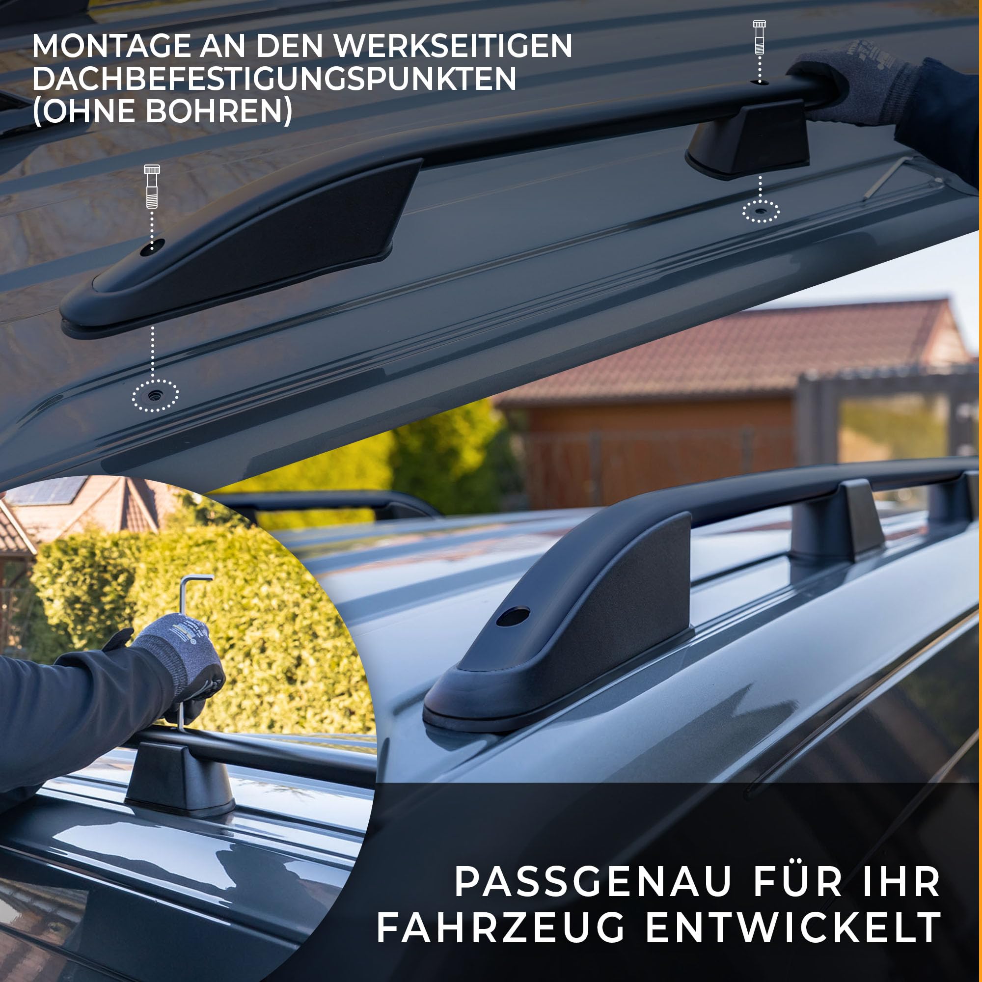 CHROMEMASTER | Dachrelinge Dachträger Kompatibel mit Mercedes EQT 2023+; Geeignet zur Montage von Dachträgern, Dachboxen und Fahrradträgern | Einfache und Schnelle Montage | Alu