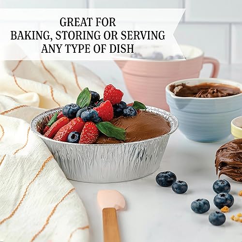 Miniatura 3 de PLASTICPRO Sartenes redondos de aluminio desechables de aluminio de 6.5 pulgadas, aptos para congelador y horno, para hornear, cocinar, almacenar,