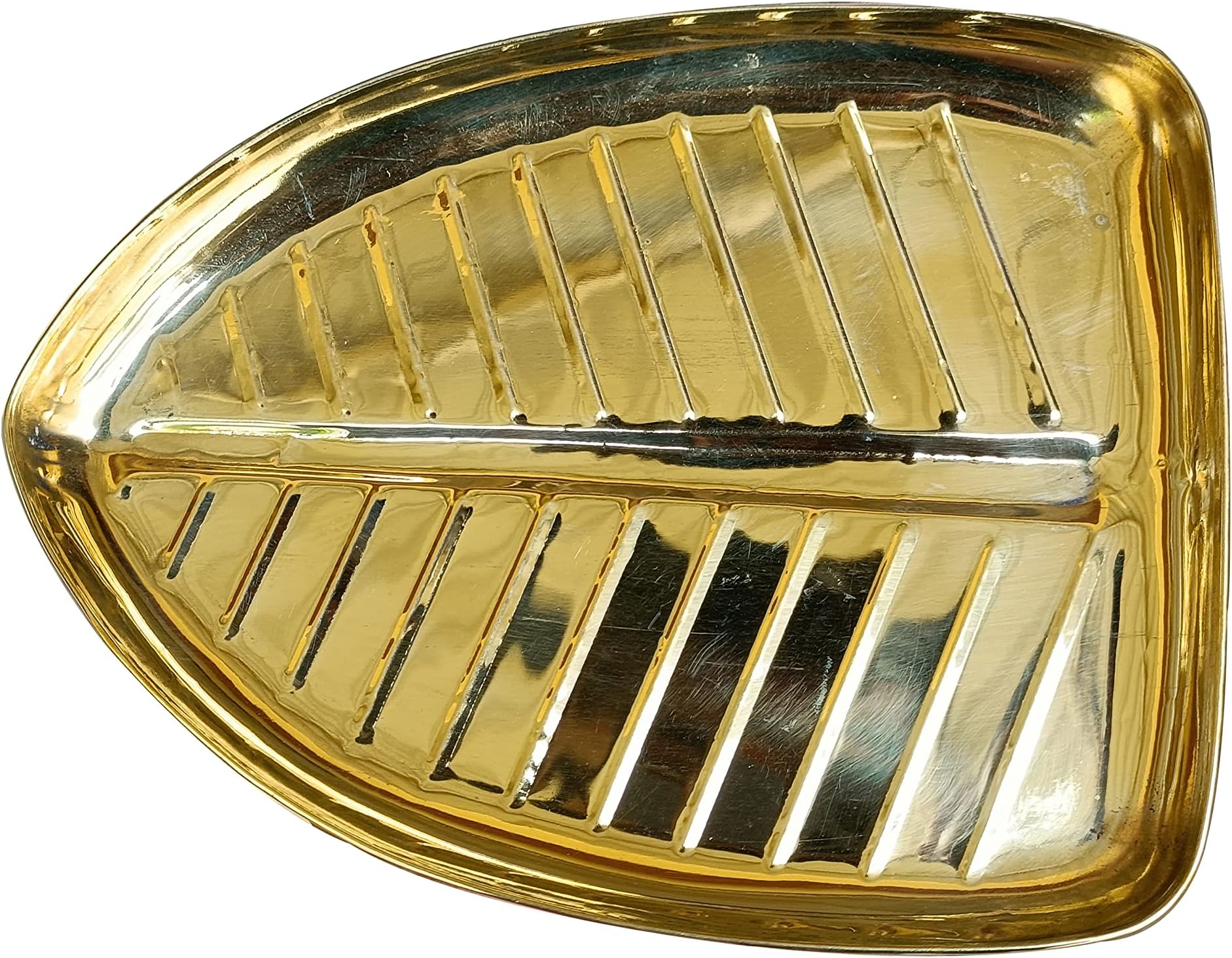 Craft World Traditional Handcrafted Brass Thali/Aarti Plate for Pooja/Worship - Banana Leaf Thali-S-1 Brass (1 Pieces, Gold)