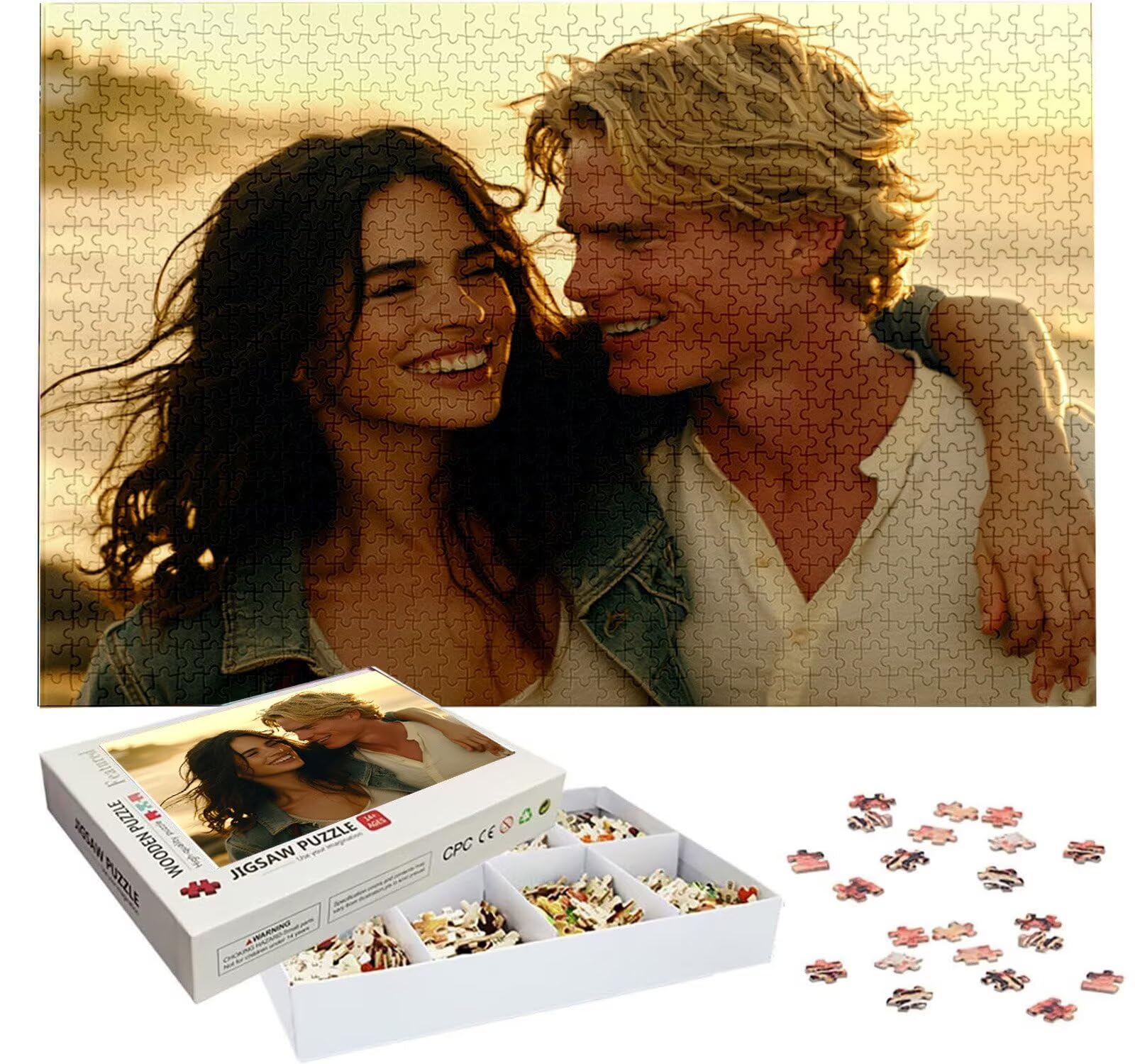 Puzzle Personalizado con Foto, Personalizada Rompecabezas Personalizado Diseña tu Logo Foto o Texto, Personalizado Navidad Halloween San Valentín Parejas Niños Familia Amigos h-3845