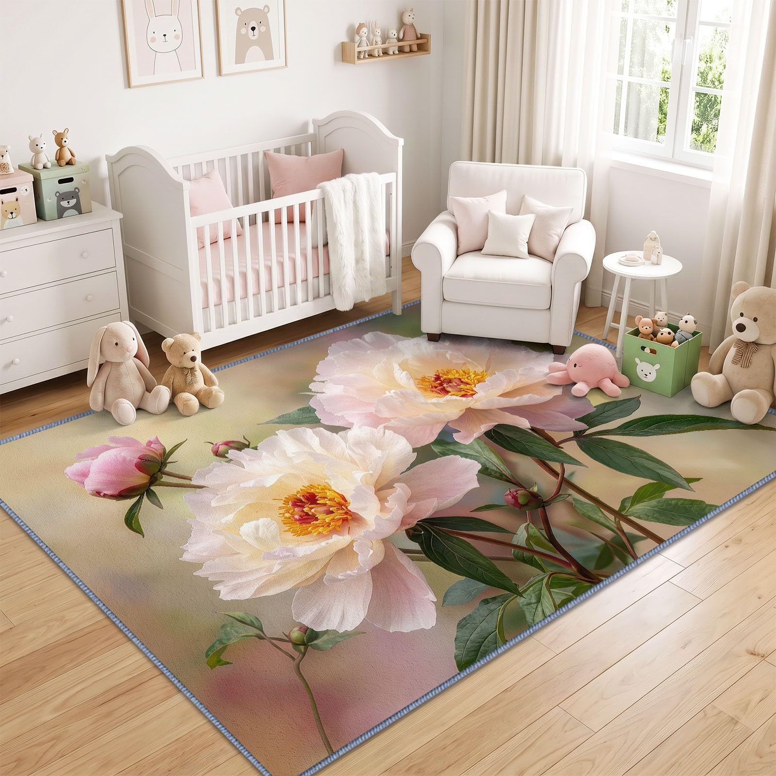 Générique Tappeto decorativo 80 x 150 cm Tradizionale Rustico Piante Floreale Verde per Soggiorno, Campagna Romantico Moquette Lavabile - Crema Tappeto Antiscivolo per Camera da Letto Ufficio Sala