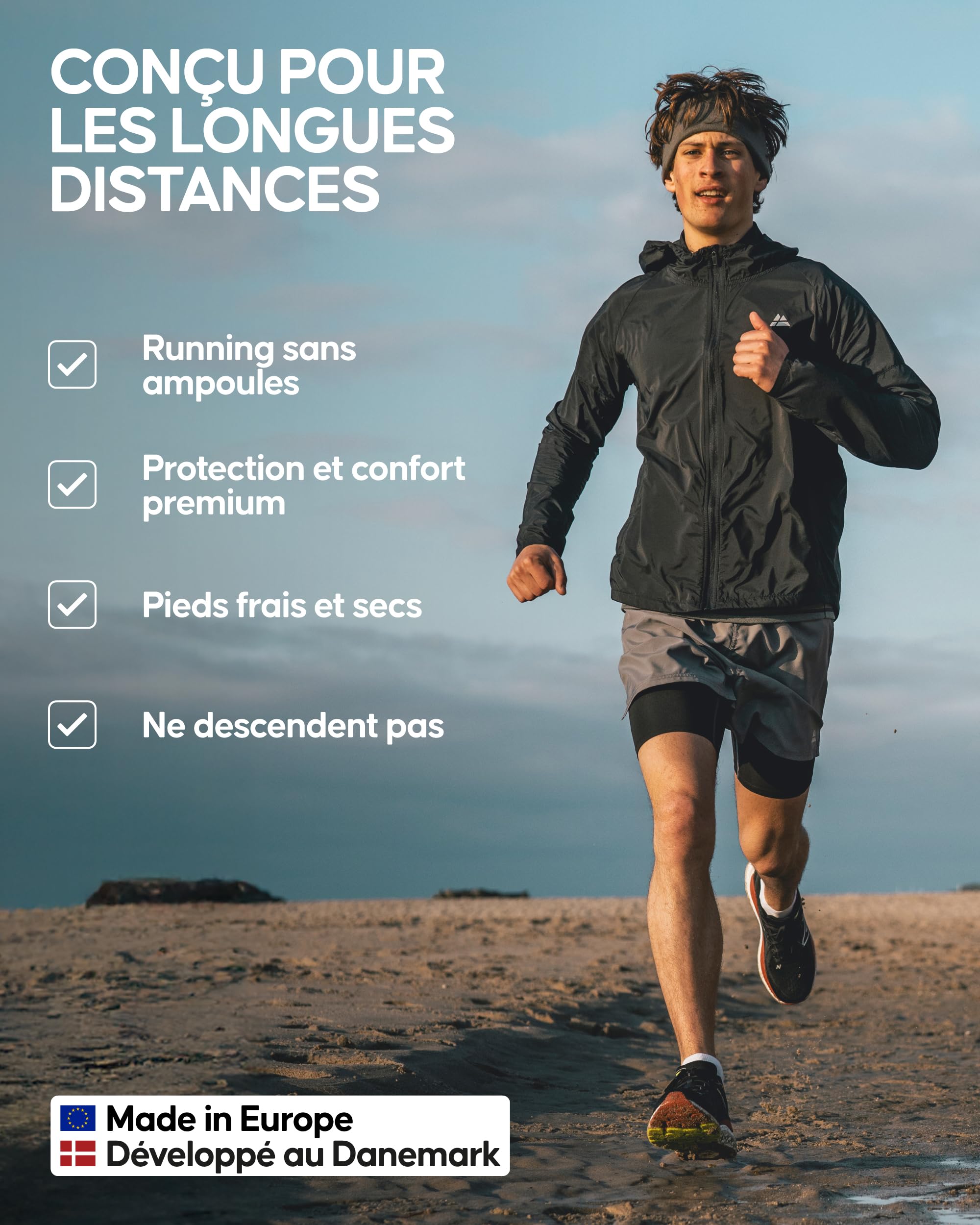 DANISH ENDURANCE Chaussettes Courtes de Running Longue Distance, Anti-Ampoules et Respirantes, Unisexe, Homme et Femme, Lot de 3 ou 5