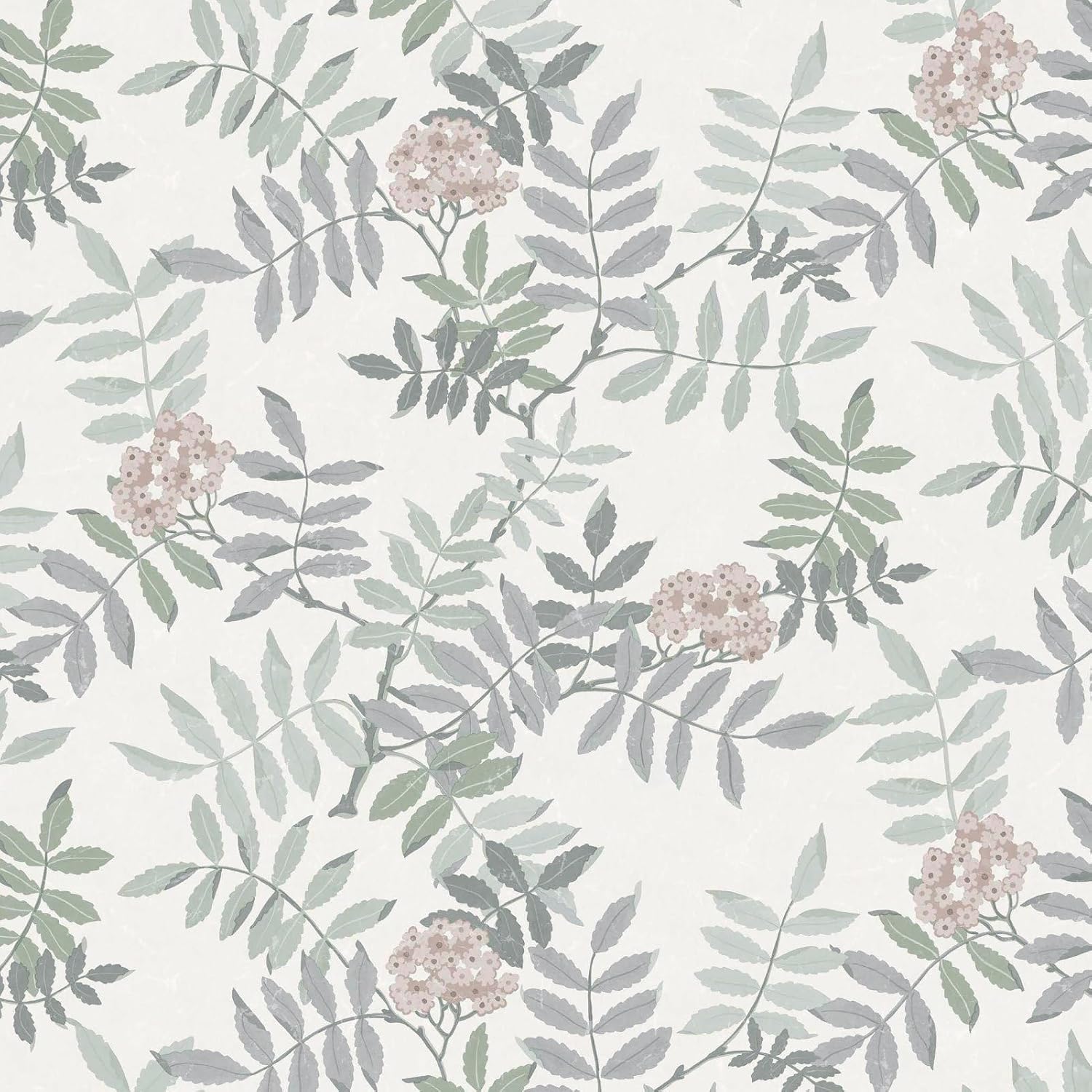 Ismoon Vintage Peel and Stick Wallpaper Floral Removable Wallpaper Boho Grey Contact Paper Sage Green Leaf Self Adhesive Decorative Wall Paper for Bathroom Cabinets Decor Vinyl 16.1inx197in