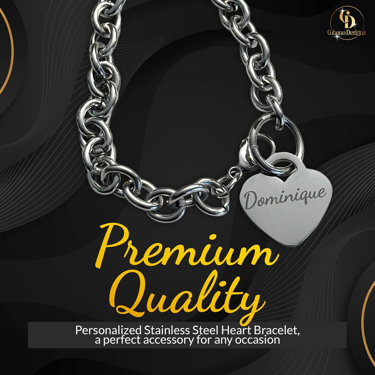 Personalized Stainless Steel Heart Bracelet - Image 5