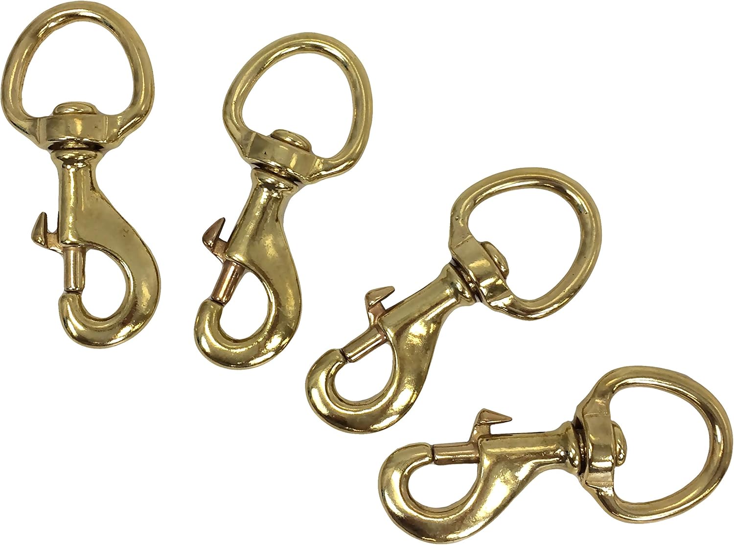Four (4) Large Bronze Brass Flagpole Snap Clips to Attach Flag to Halyard Rope - 3.5" with Extra Large Swivel Eyelet, Durable Brass Construction - Qty 4