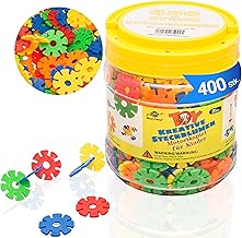 Smart-Planet 400 Interlocking Flowers in Box - Snowflakes to Assemble 3.2cm - Kids Toy - Educational Game - Building Blocks from 3 Years Old