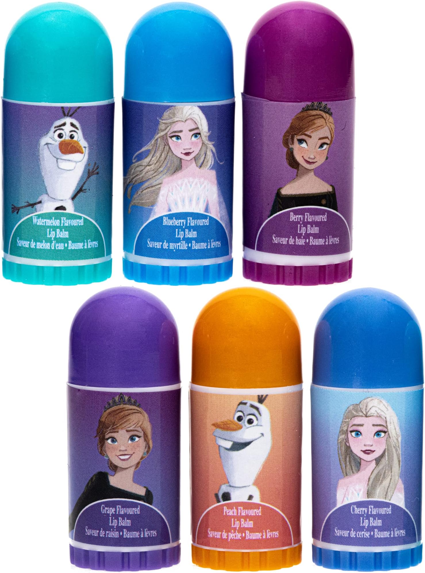 Disney Frozen โ Townley Girl Plant Based 6 Pcs Flavoured Lip Balm Makeup Cosmetic Set for Kids and Girls, Ages 3+, Perfect for Parties, Sleepovers & Makeovers