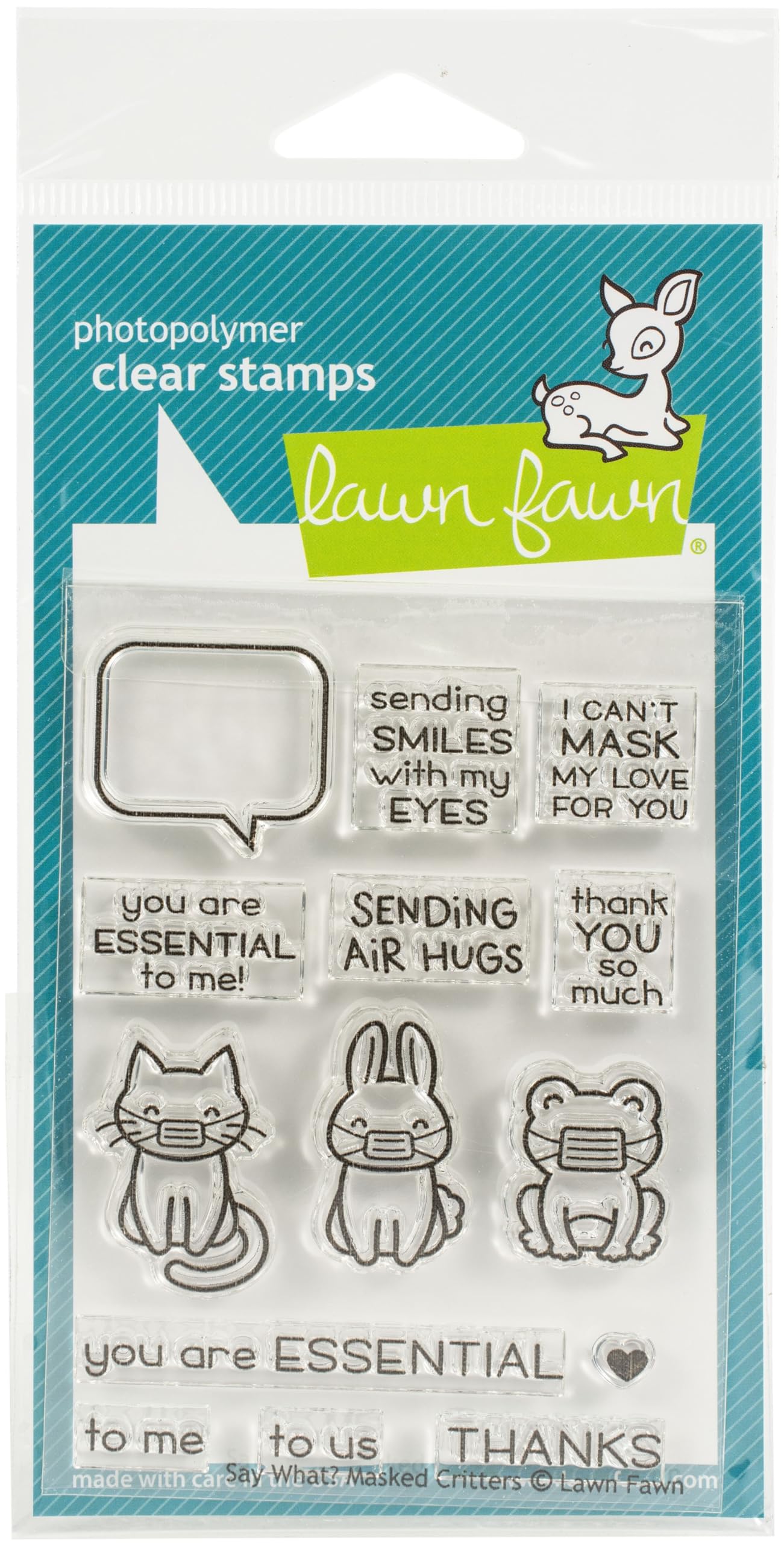 Lawn Fawn Say What? Masked Critters Clear Stamps 3"X4"