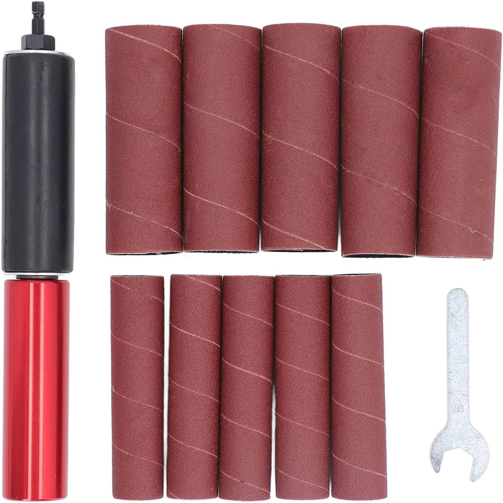 banapoy Tambour de Ponçage Portatif en Caoutchouc, Mandrin de Ponçage de 1,5, Adaptateur de Ponceuse à Broche pour Perceuses Colonne et Perceuse électrique, 10 Manchons Ponceuse à Broche