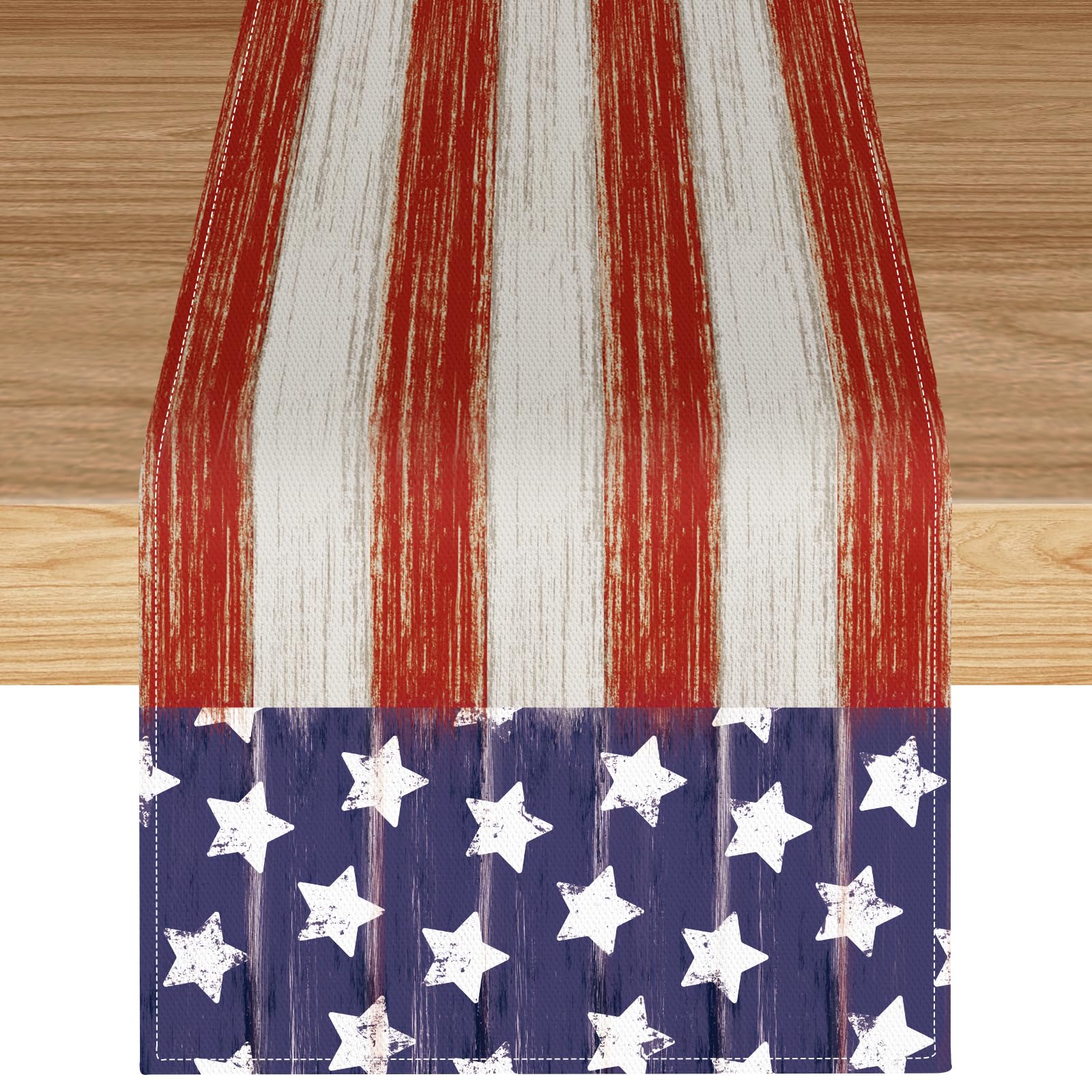 4th of July Table Runner 13 x 72 Inch Memorial Day American Flag Stars
