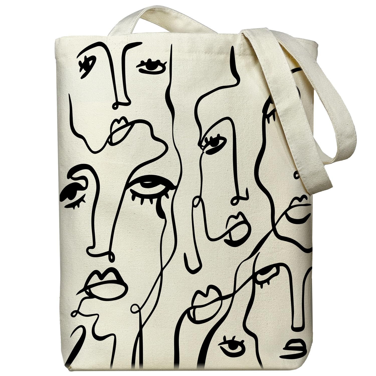 itgowisa Canvas Tote Bag for Women, Aesthetic Tote Bag with Zipper Pocket for Grocery Travel Work Gift, Canvas Shopping Bag