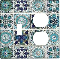 Vista 58 de Azulejo mediterráneo azul de 1 banda cubierta de toma de corriente Talavera mosaico mexicano marroquí mosaico dispositivo de palanca individual