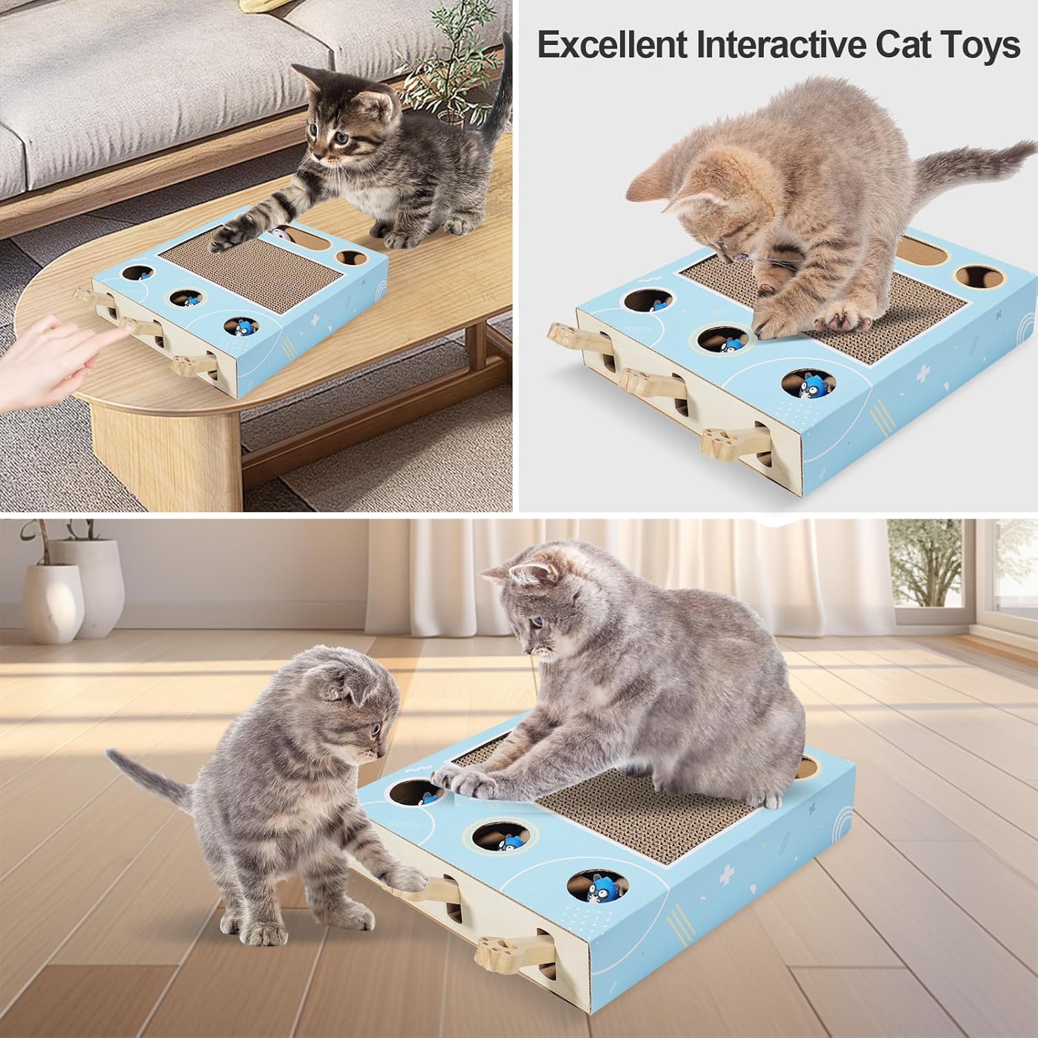 review Whack A Mole Cat Toy,Cat Scratcher,Cat Scratching Board 3-in-1,Cat Toys for Bored Indoor Adult Cats,Interactive Cat Toy,Cat Toy with Scratching Pad,Cat Wheels for Indoor Cats