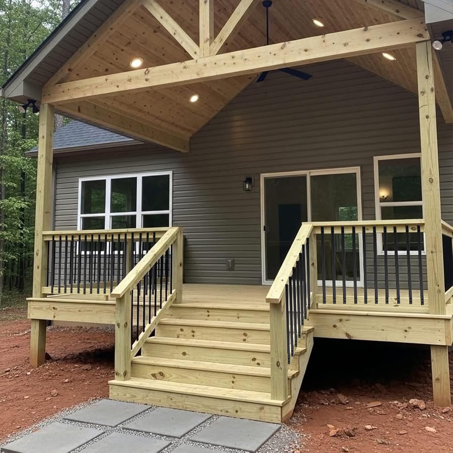 Akenow Deck Balusters, 32.25"x1" Metal Deck Spindles,26 Pack Staircase Baluster with Screws,Flat Straight Deck Railing for Wood and Composite Deck, Stylish Baluster for Outdoor Stair Deck Porch