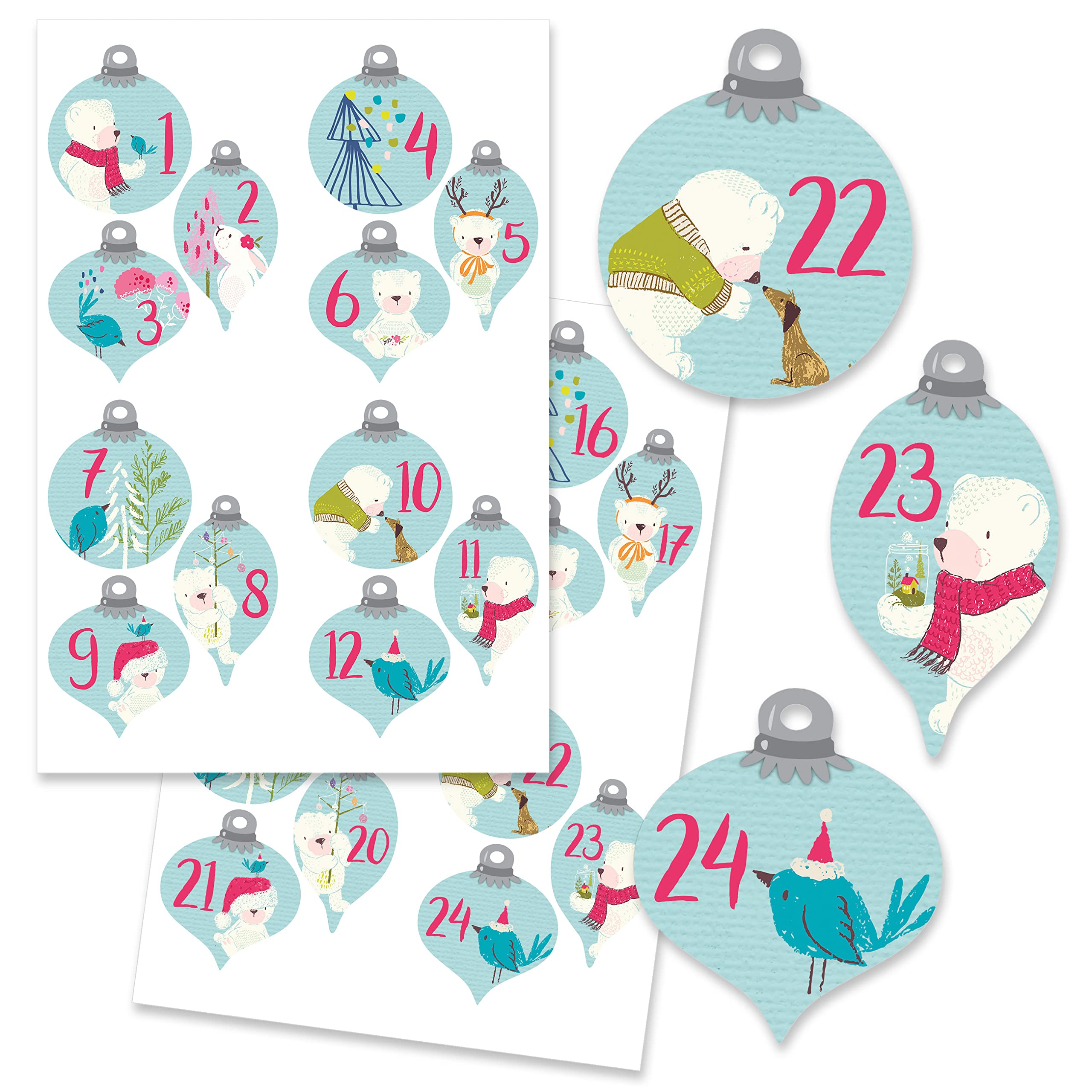 Papierdrachen 24 pegatinas de números del calendario de adviento - estrellas de oro No 53 - pegatinas - para juguetear y decorar.
