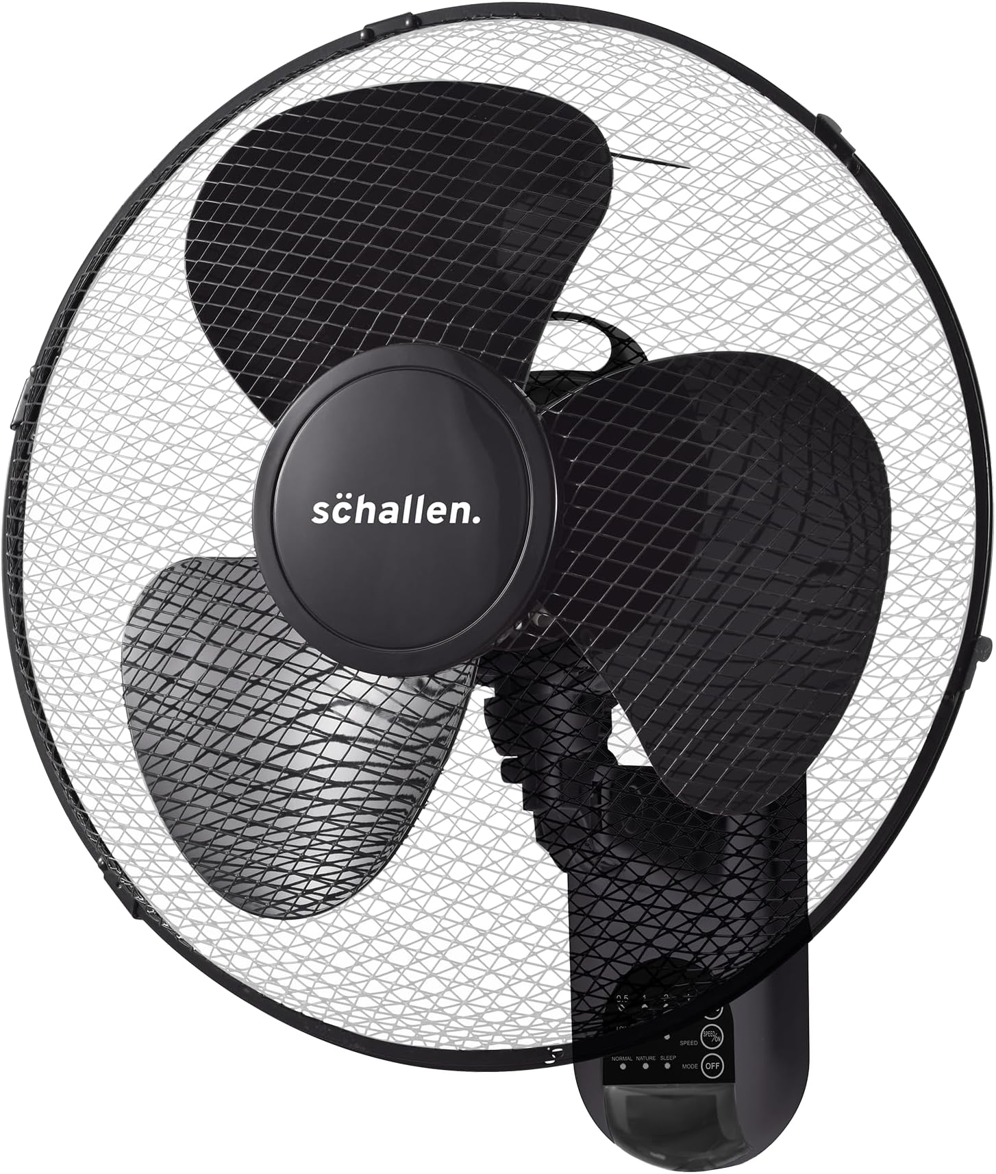 Schallen 16" 40cm Oscillating Wall Mounted Air Cool Fan with 3 Speed Settings, Timer & Remote Control (Black)