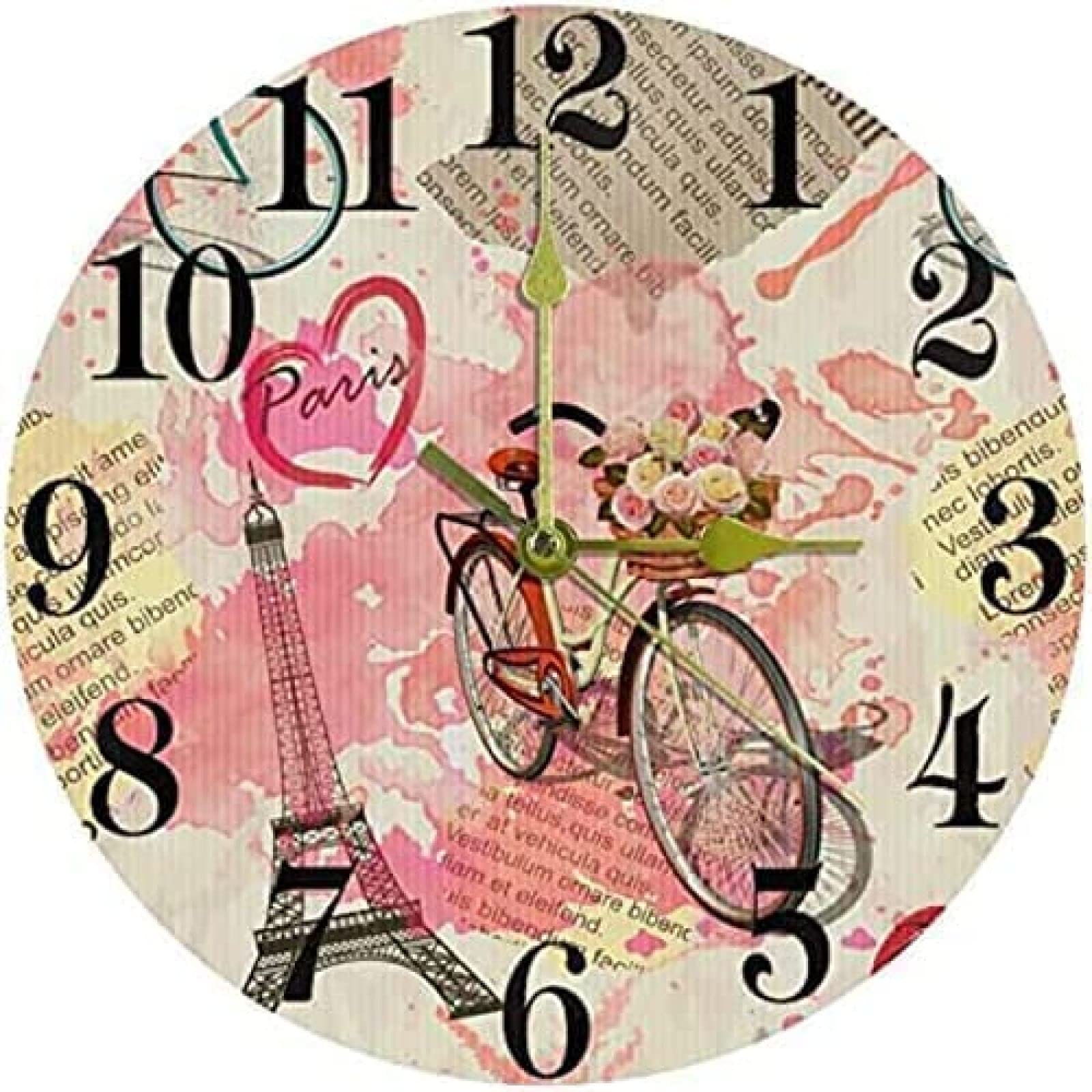 Amazon.co.jp: エッフェル塔のロマンチックな壁掛け時計、10インチの