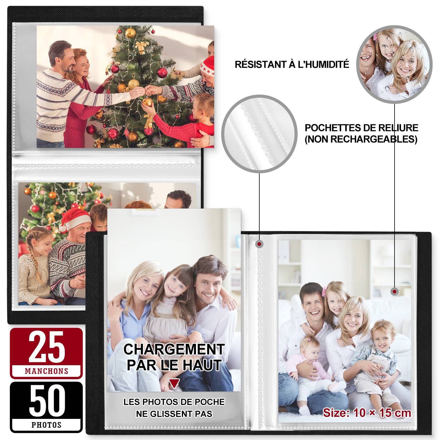 Quo Vadis Album Photo Collection BEN – 50 Pages Noires, 100 Photos 10x15 Cm, Format 23x16 Cm – Style Authentique Et Fun