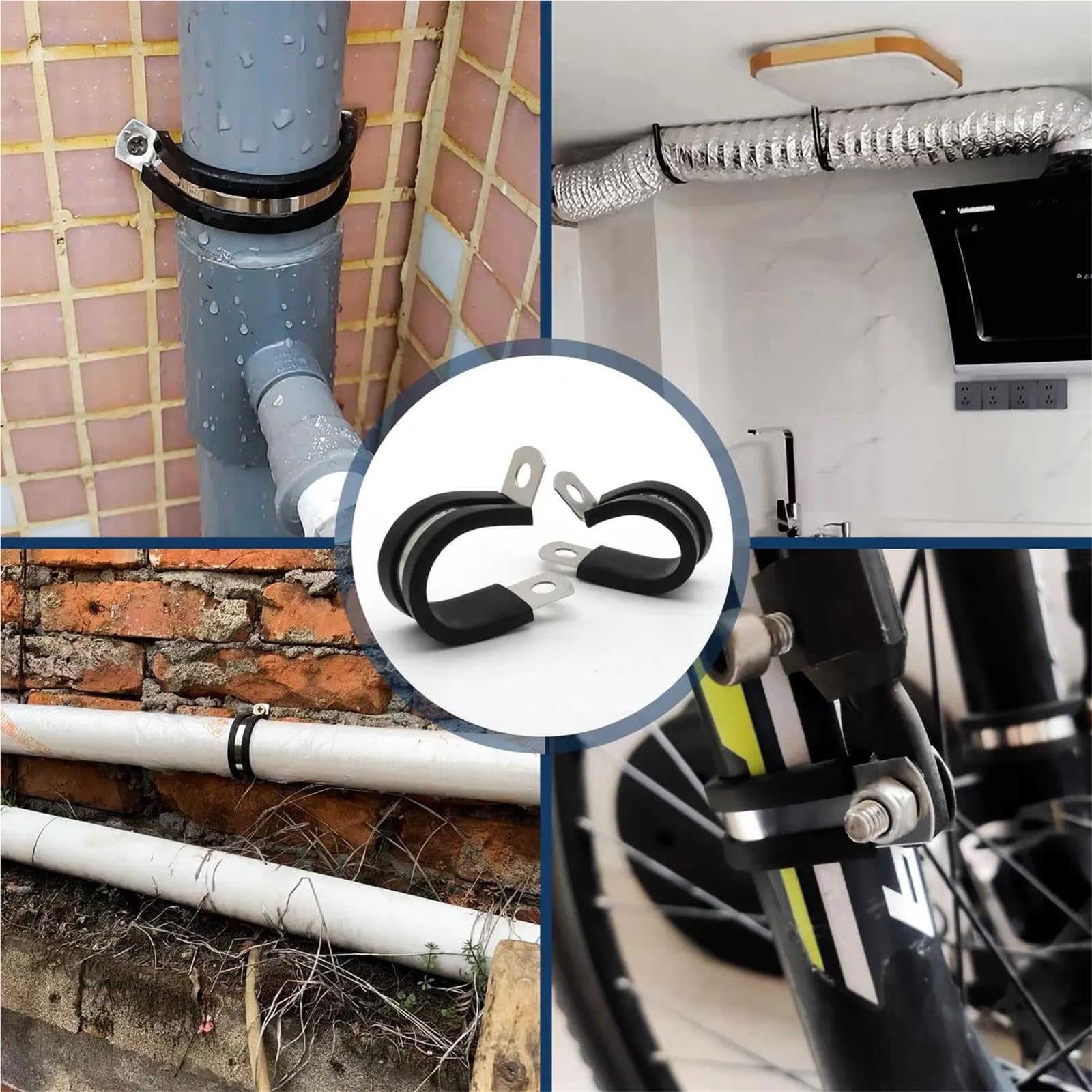 10 pz 6-60mm Gomma In Acciaio Inox 304 Morsetto Del Cavo Tubo di Metallo Imbottito Isolato a Forma R Filo Installazione del staffa fissa Morsetti Per tubi(M14)