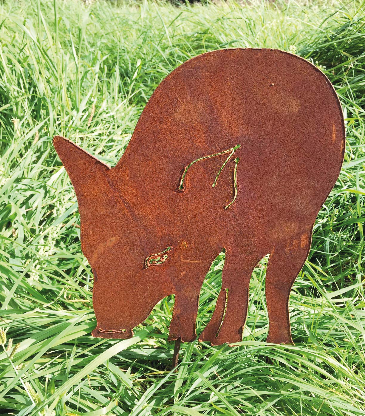2er Set Frischlinge 30cm hoch zum Stecken Wildschwein Edelrost Rost Metall Rostfigur Wald Jagd Tier Herbst + Original Pflegeanleitung von Steinfigurenwelt